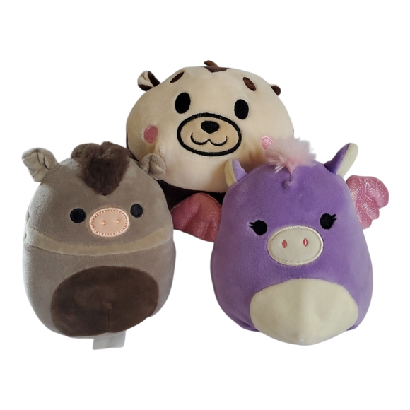 Set of Three Plush Toys - Purple, Brown, Cream Squishmallows - Picture 1 of 8